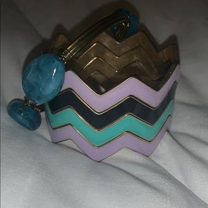 Chevron stackable bracelets & burbon & bow tie